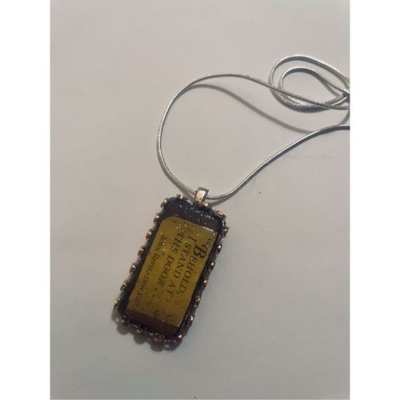 Vintage BROWN PHRASE EMBROIDERED NECKLACE - Picture 6 of 7